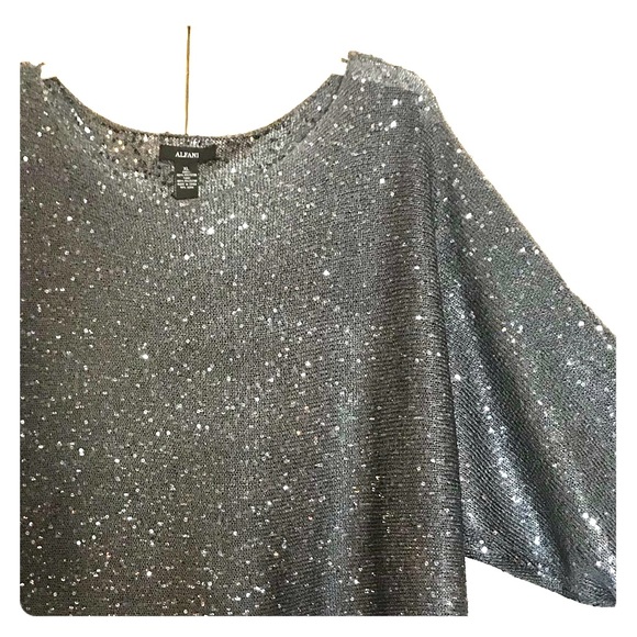 grey sequin blouse